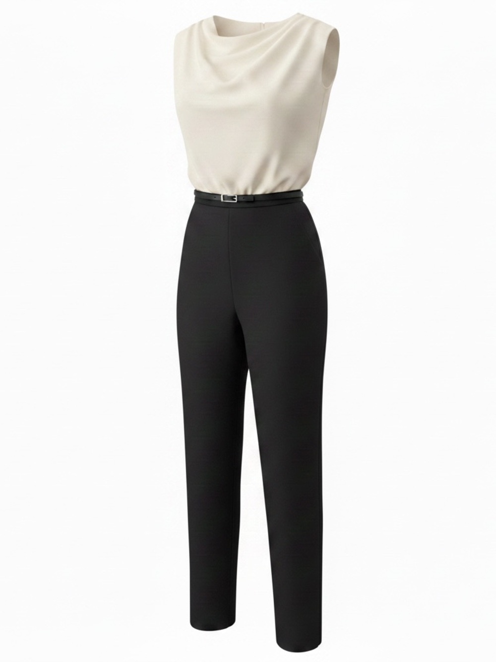 Zara Cream Sleeveless Jumpsuit with Belt